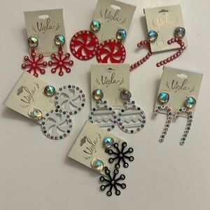 NWT Viola set of 7 Christmas earrings in black , red and white. $60